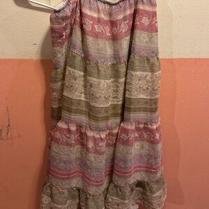 Christopher & Banks Pink and Green Maxi Skirt